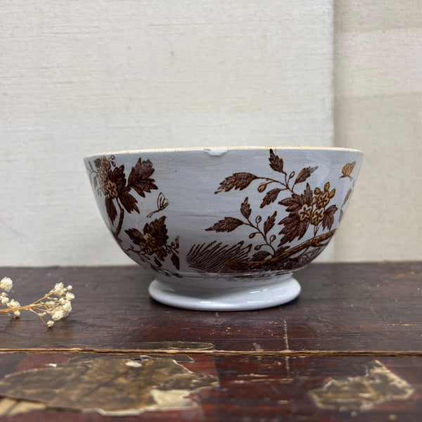 Antique Victorian Bird Transfer Bowl