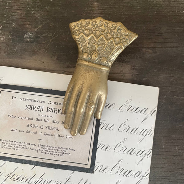Antique Brass Hand Paper Clip