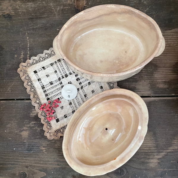 Victorian Butter Stained Dish with Lid