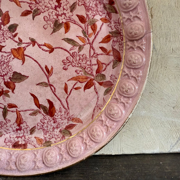 Antique Pink Floral Plate