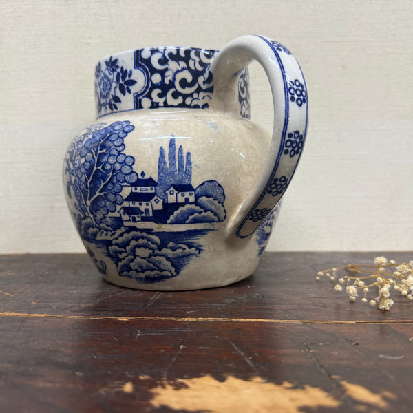 Antique Victorian Blue Floral Jug