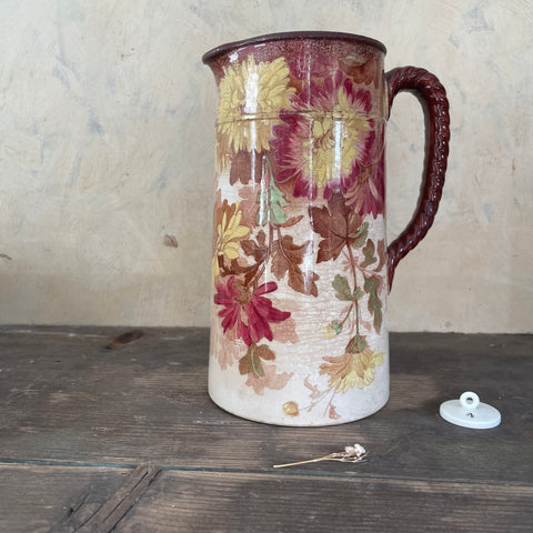 Antique Stained Floral Jug