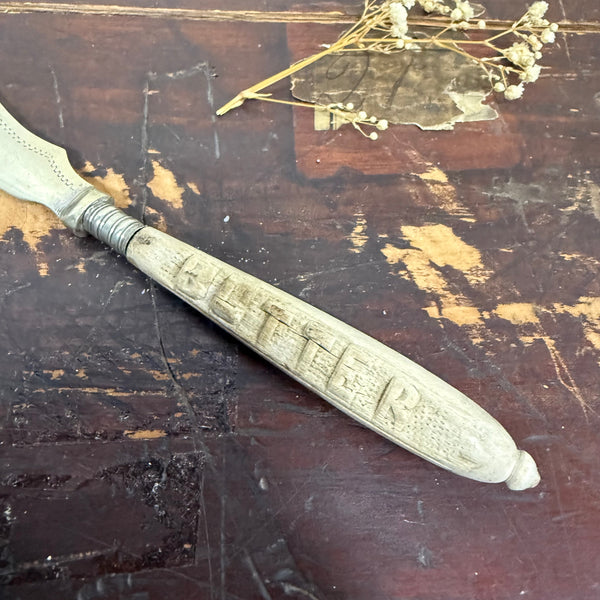 Antique Carved Handle Butter Knife