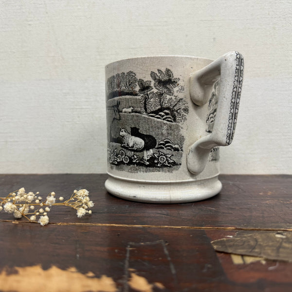 Antique Victorian Cow Transfer Mug