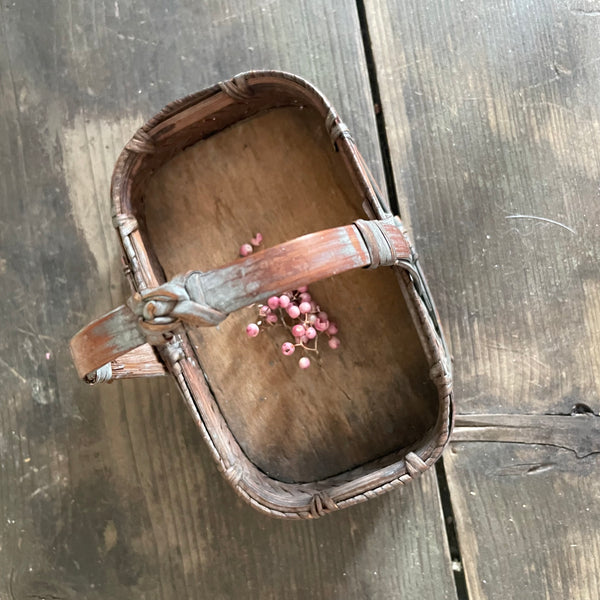 Vintage Rattan Wood Basket