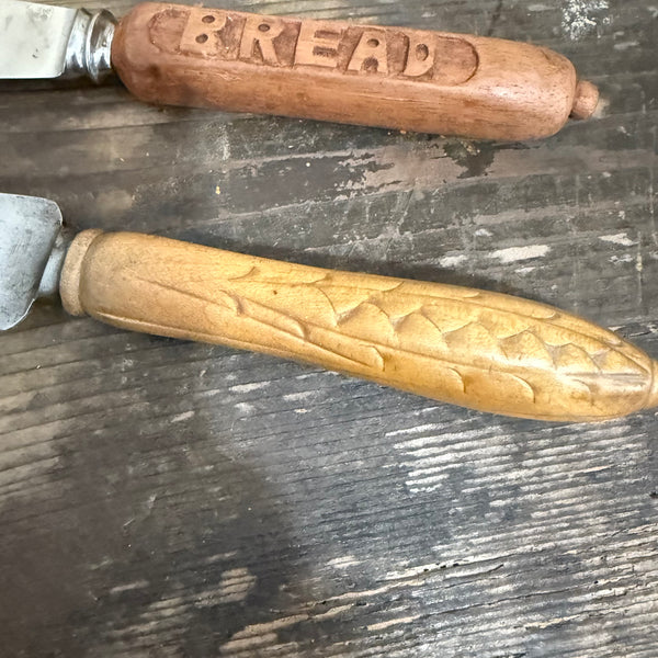 Antique Carved Handle Bread Knives
