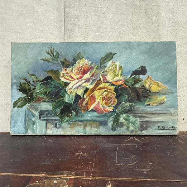 Vintage Floral Painting on Canvas