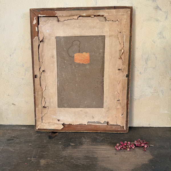 Antique French Communion Certificate Framed