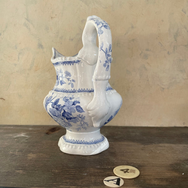 1830s Antique Blue Floral Transfer Jug