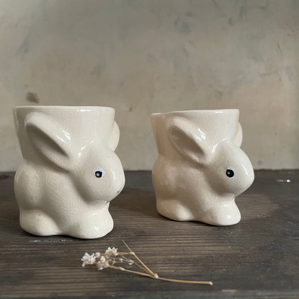 Two Vintage Rabbit Egg Cup