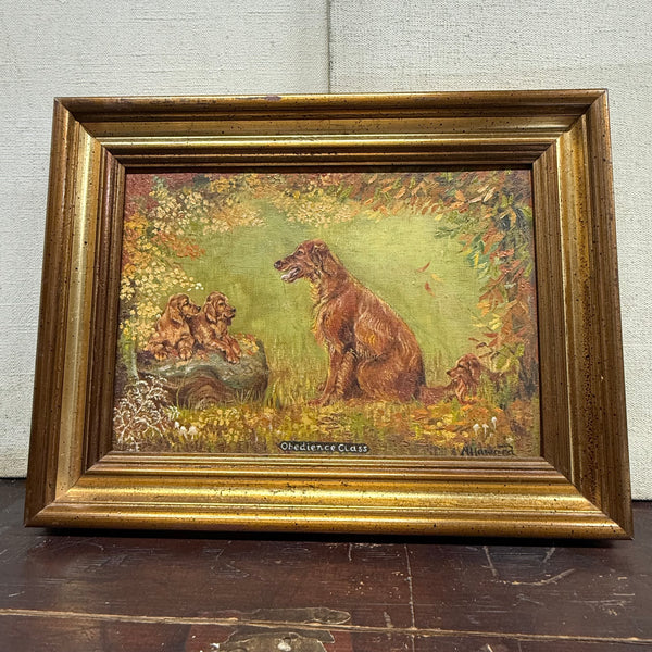 Vintage Obedience Dog Painting on Board