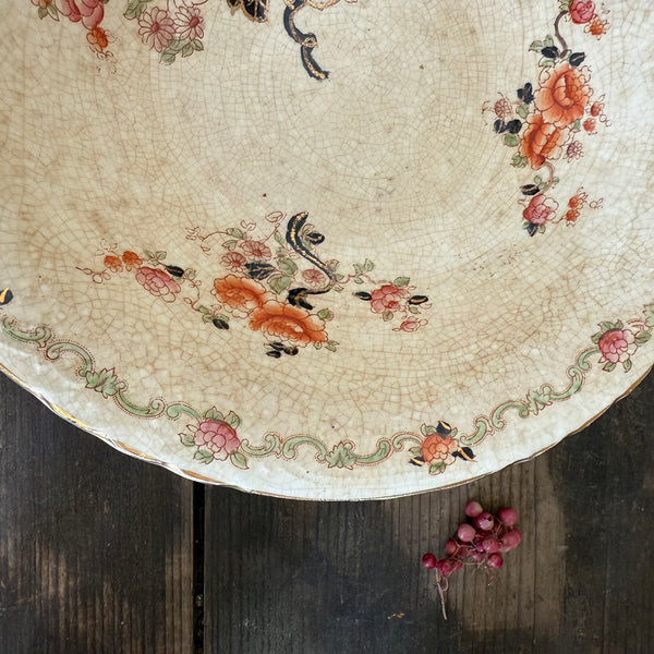 Antique Crazed Floral Bowl