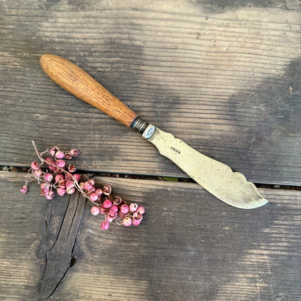 Antique Floral Carved Handle Butter Knife