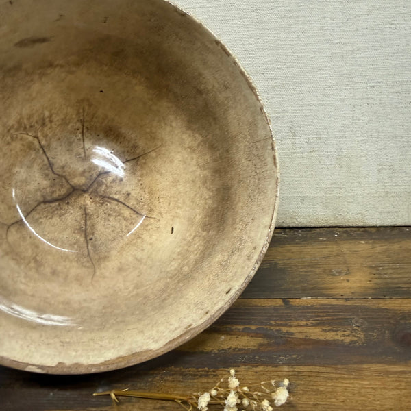 Antique Stained & Crazed Pudding Bowl