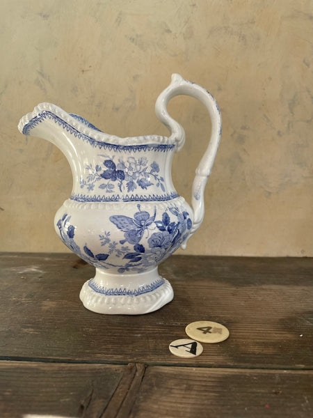 1830s Antique Blue Floral Transfer Jug