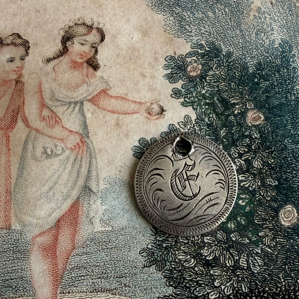 Victorian E Love Token Charm