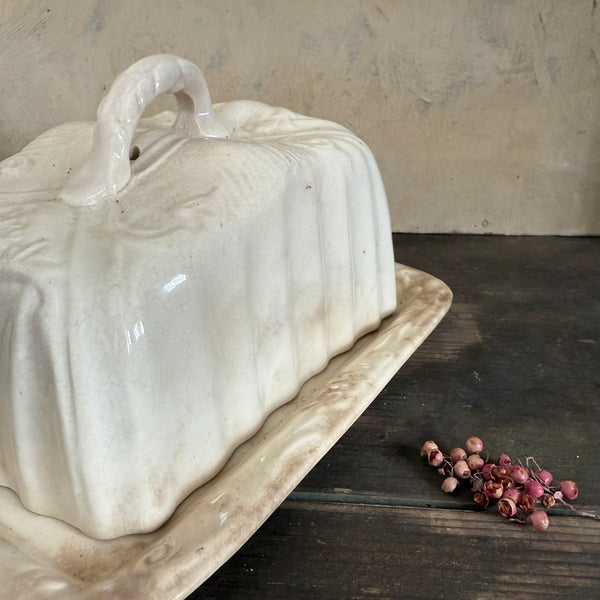 Victorian Cheese Stained Dish with Lid