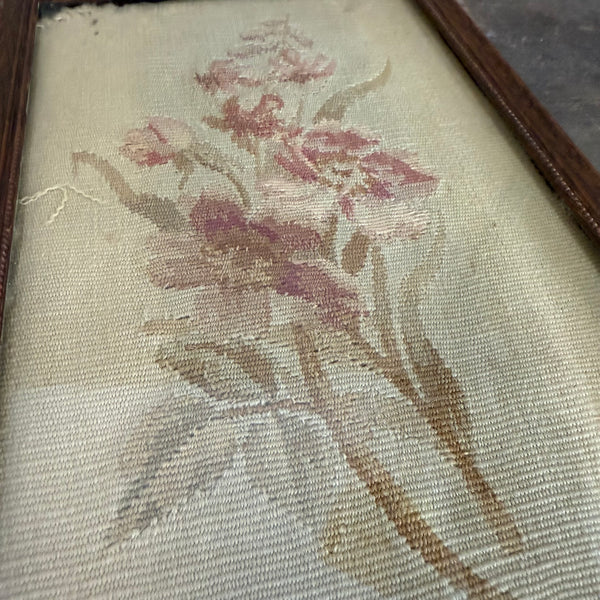 Antique 19c Floral Fabric Framed
