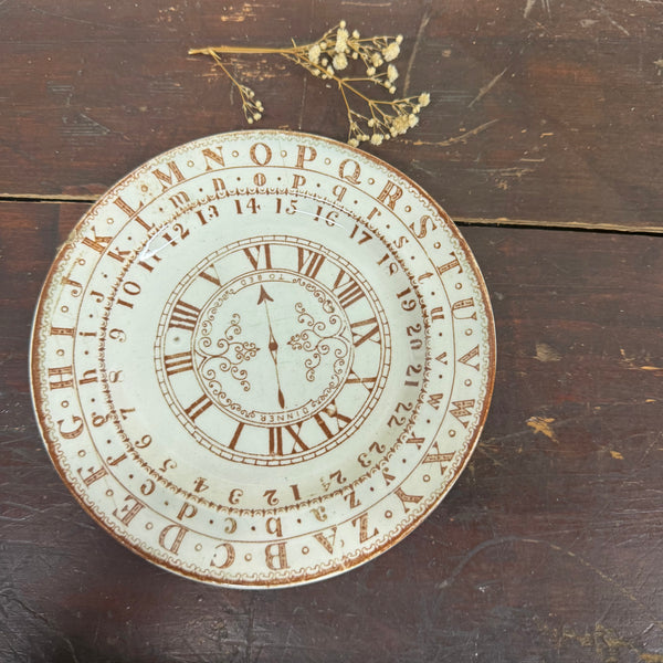 Victorian Staffordshire Clock & Alphabet Plate