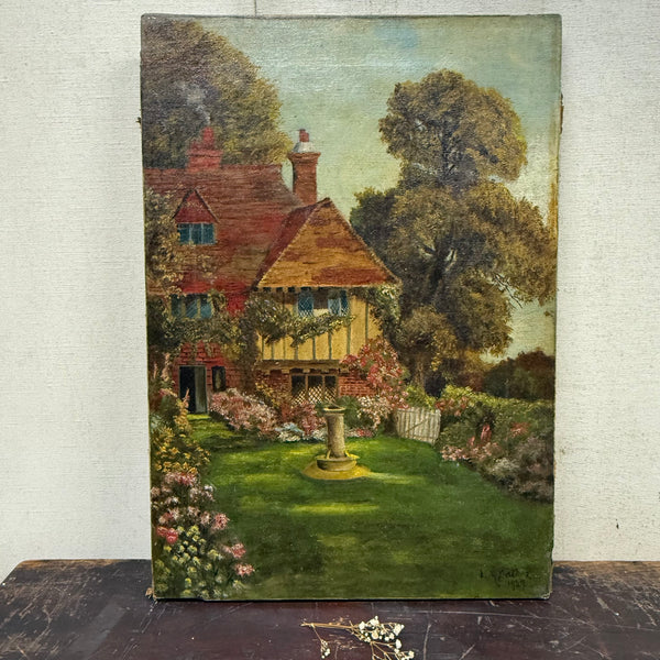 Antique Cottage Painting on Canvas
