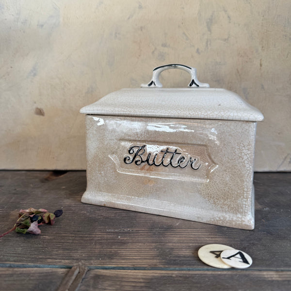 Edwardian Butter Stained Dish with Lid