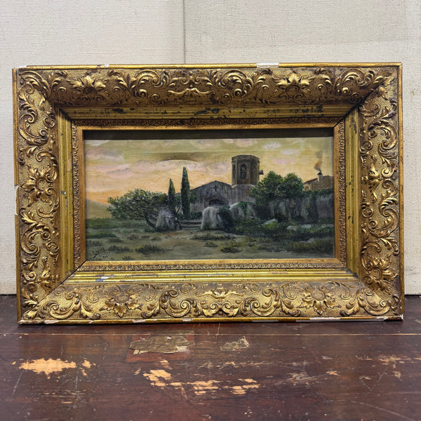 Antique Church Painting on Canvas