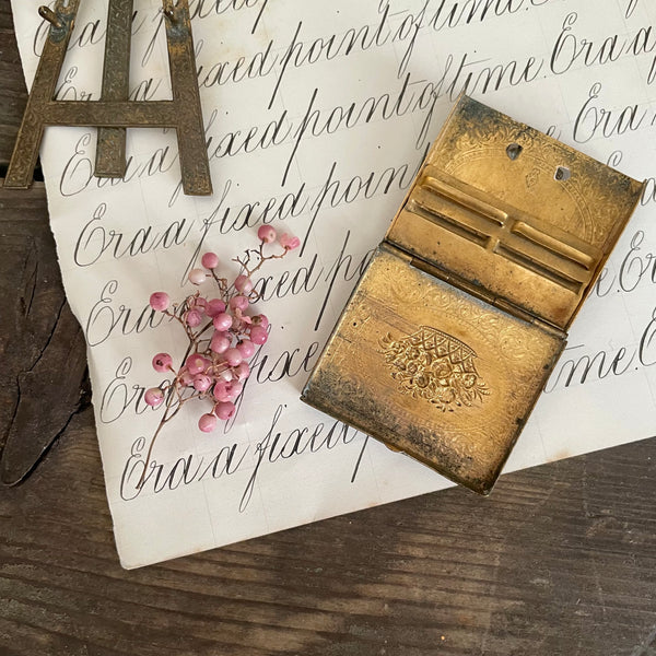 Victorian Brass Picture Easel Needle Case