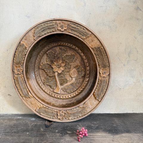 Vintage Carved Wooden Bowl