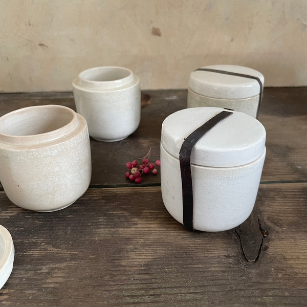 Four Antique Ironstone Picnic Pots