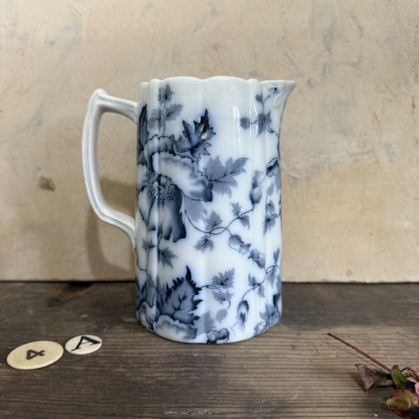 Antique Blue Floral Transferware Jug
