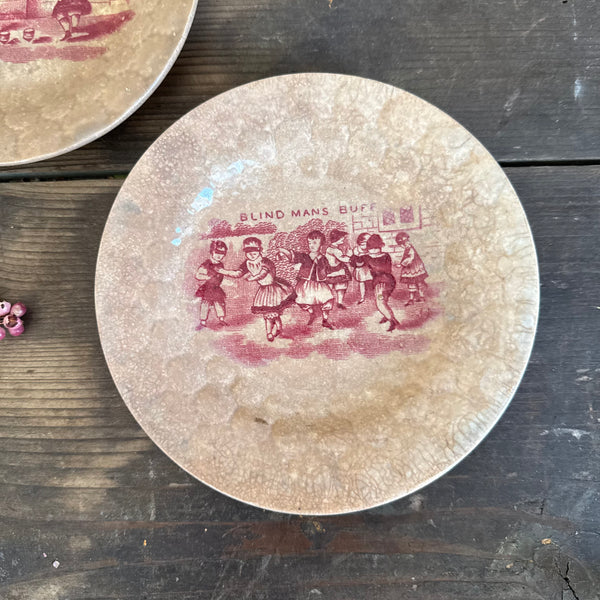 Antique Stained Pink Transfer Plates