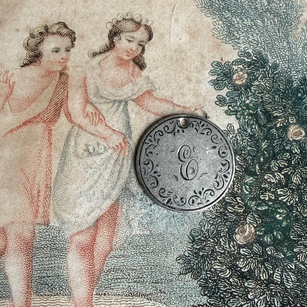 Victorian E Love Token Charm