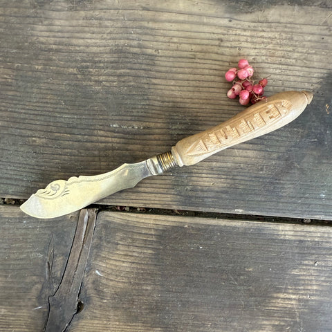 Antique Carved Handle Butter Knife