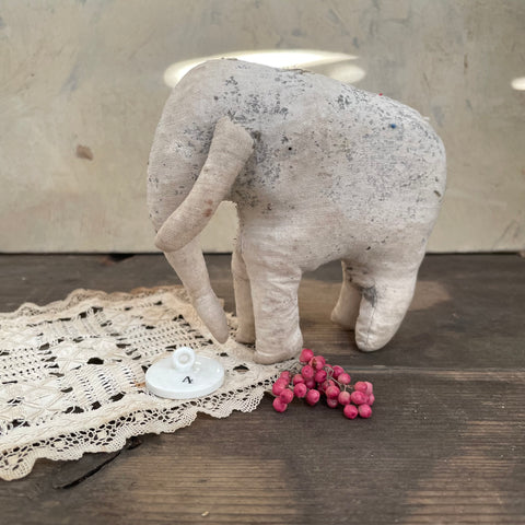 Antique Worn Straw Filled Elephant