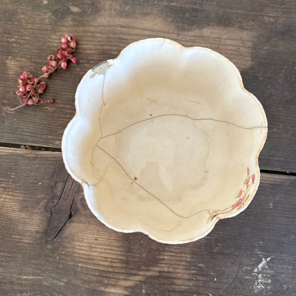 Antique Staple Repair Covered Bowl