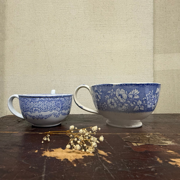 Antique Victorian Blue Transfer Invalid Cups