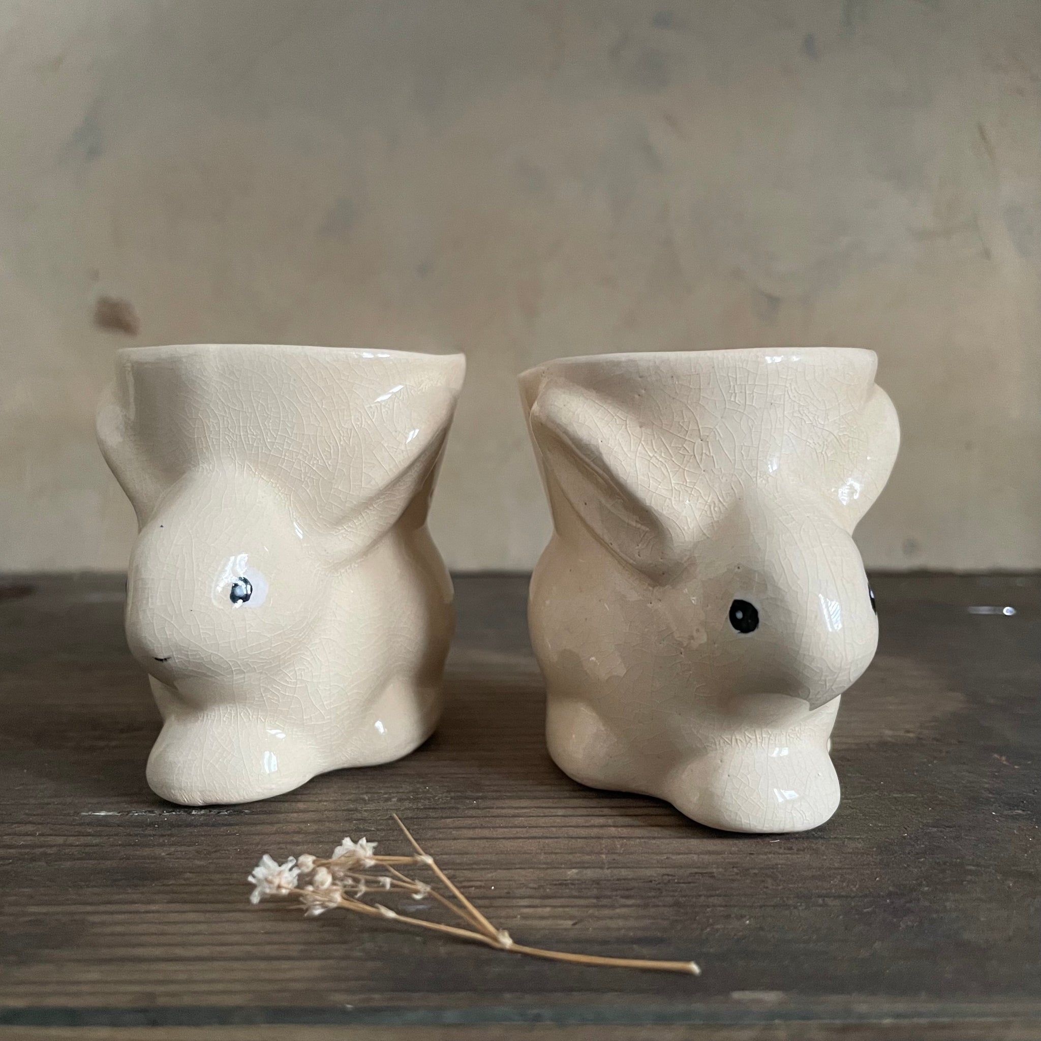 Two Vintage Rabbit Egg Cup