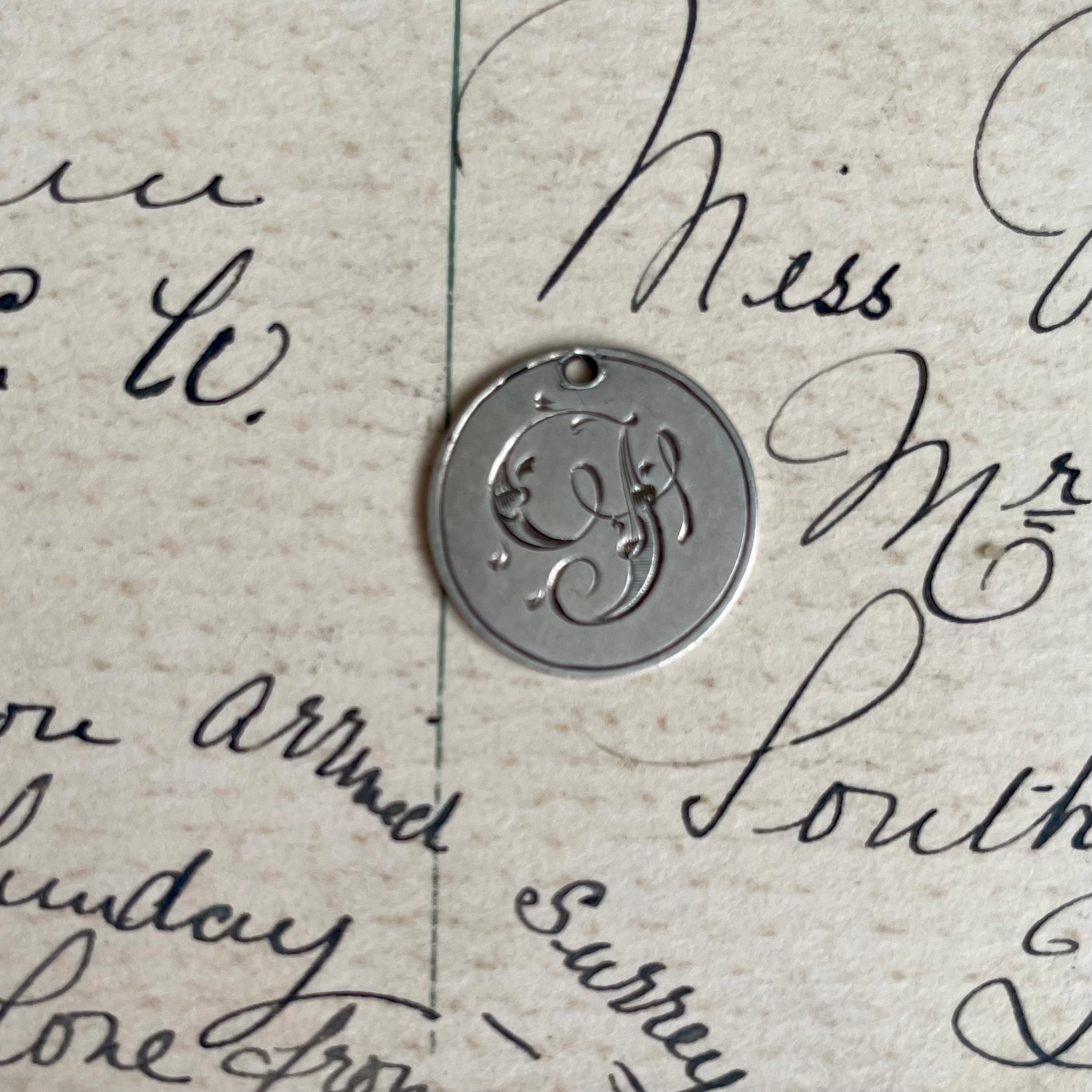 Victorian F Love Token Charm