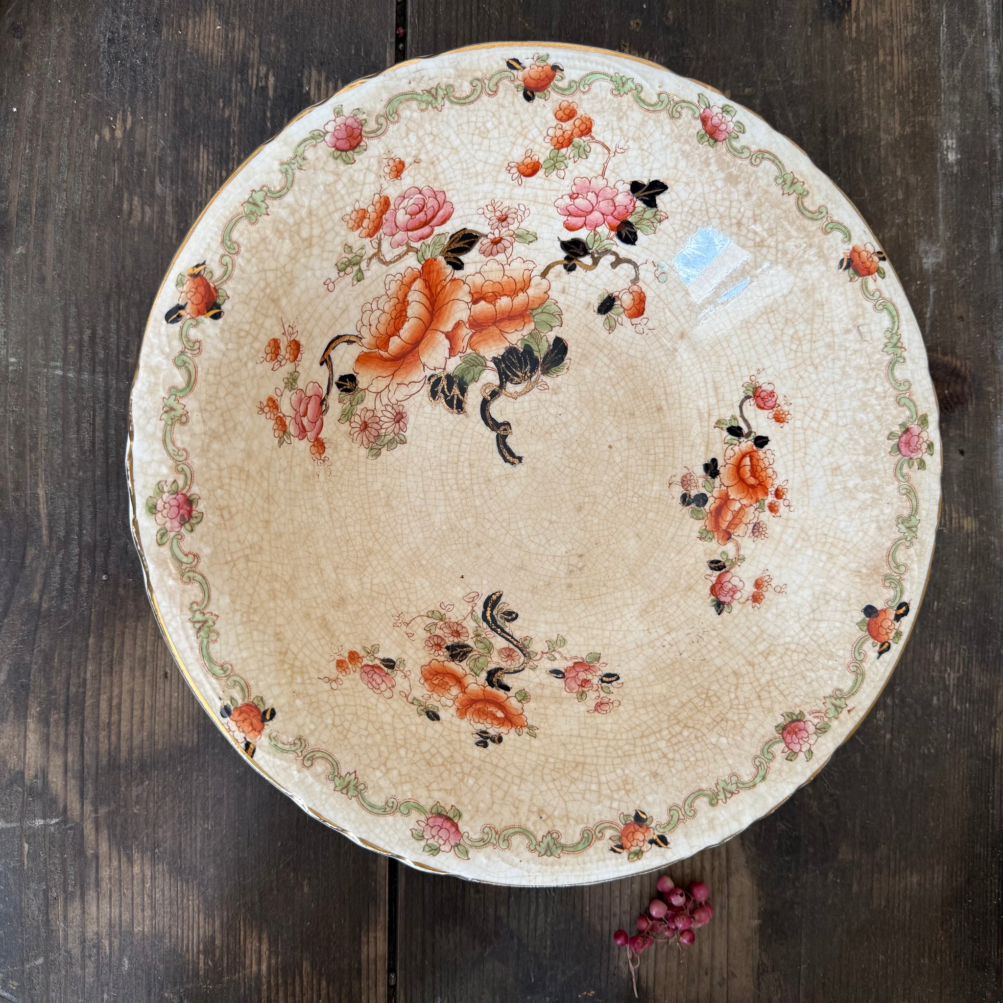 Antique Crazed Floral Bowl