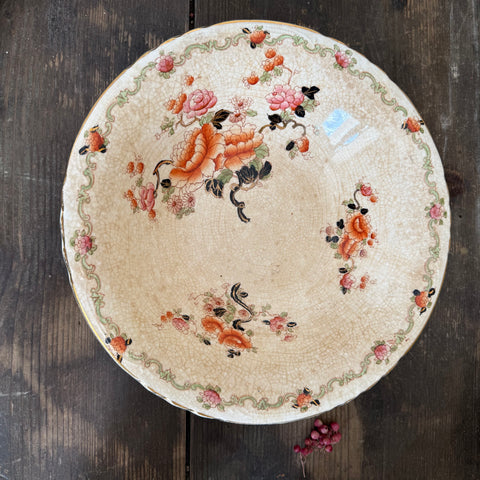 Antique Crazed Floral Bowl
