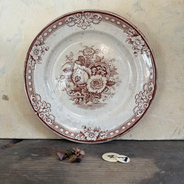 Antique Floral Crazed Plate