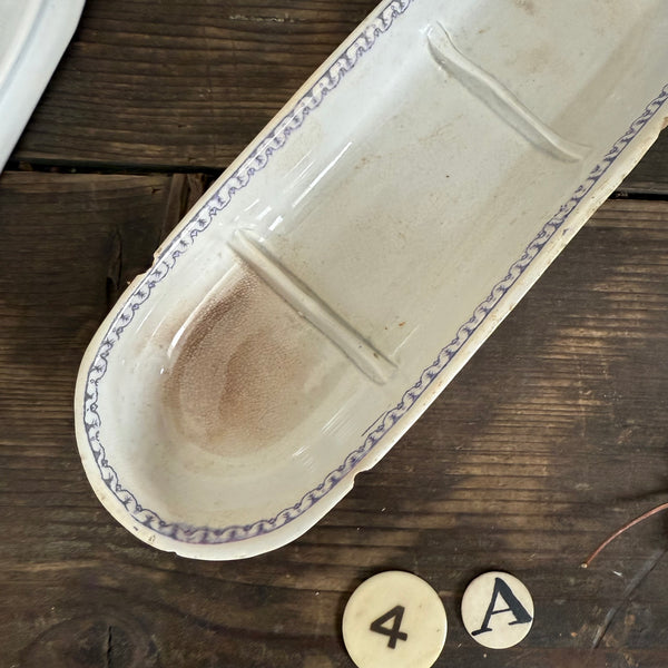 Antique Floral White and Purple Toothbrush Dish