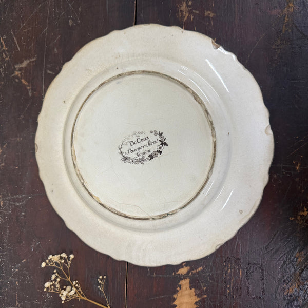 Antique Victorian Black Transfer Bird Plate
