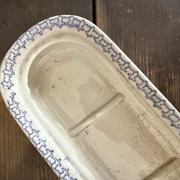 Antique White and Purple Toothbrush Dish
