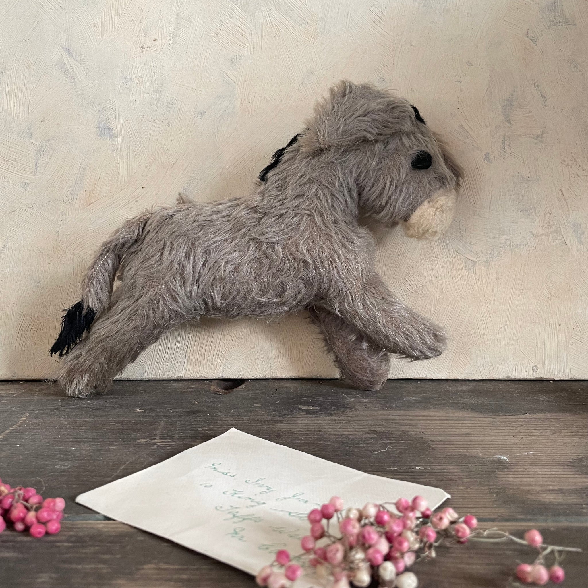 Antique Worn Straw Filled Donkey