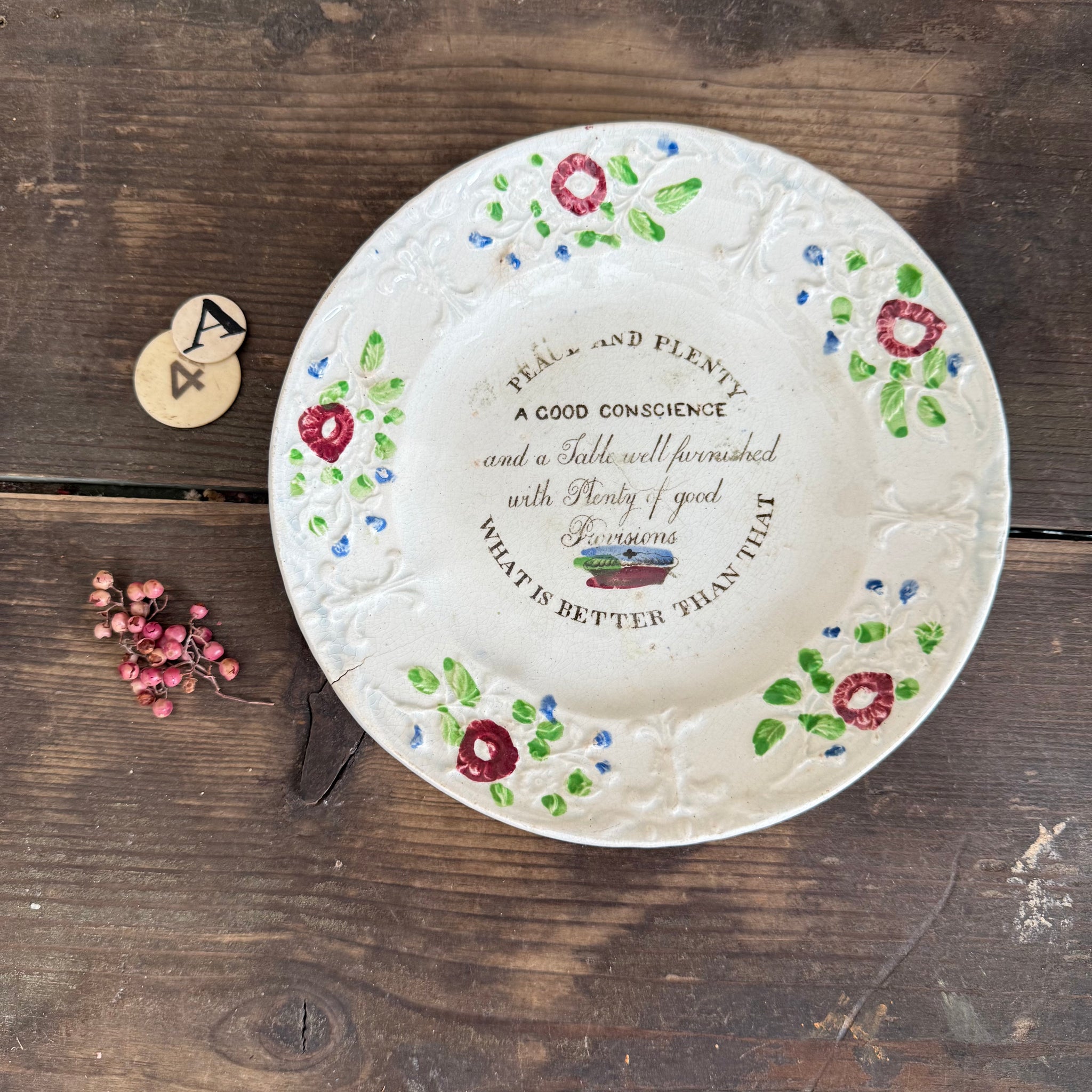 Antique 1840s Motto Plate