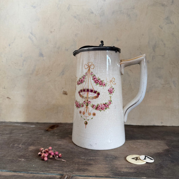 Antique Crazed Transferware Jug