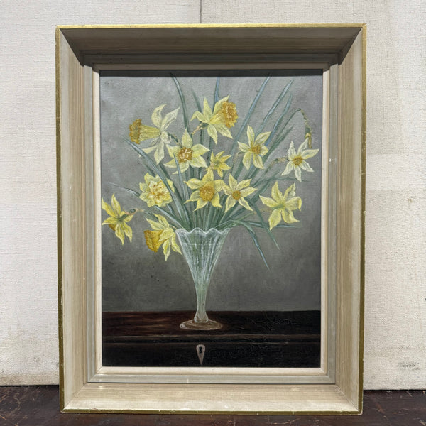 Antique Daffodils Painting on Board