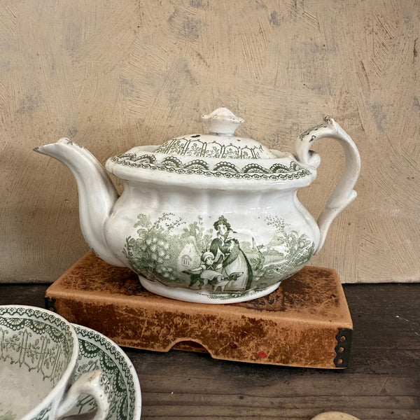 Antique Green Childs Tea Set