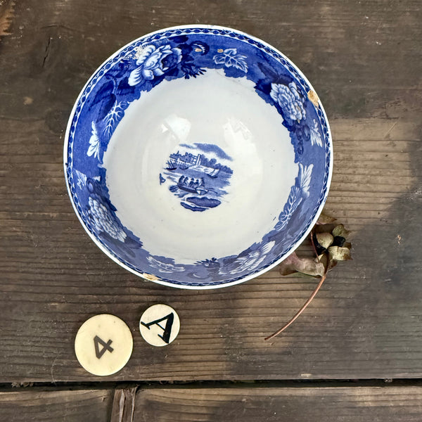 Pretty Staple Repair Antique Bowl